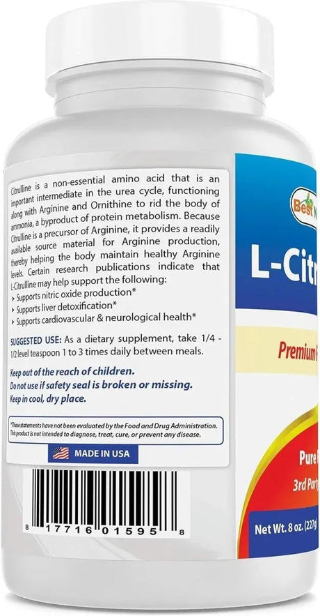 BEST NATURALS - Best Naturals L-Citrulline Powder 227Gr. - The Red Vitamin MX - Suplementos Alimenticios - {{ shop.shopifyCountryName }}