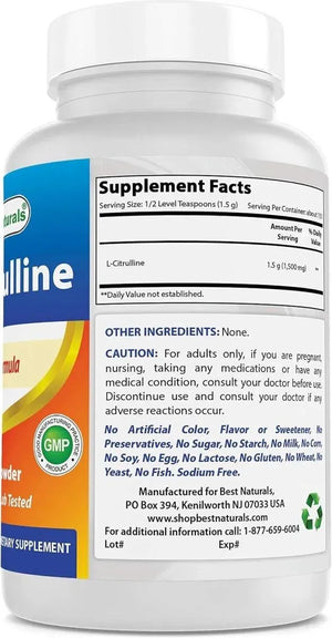 BEST NATURALS - Best Naturals L-Citrulline Powder 227Gr. - The Red Vitamin MX - Suplementos Alimenticios - {{ shop.shopifyCountryName }}
