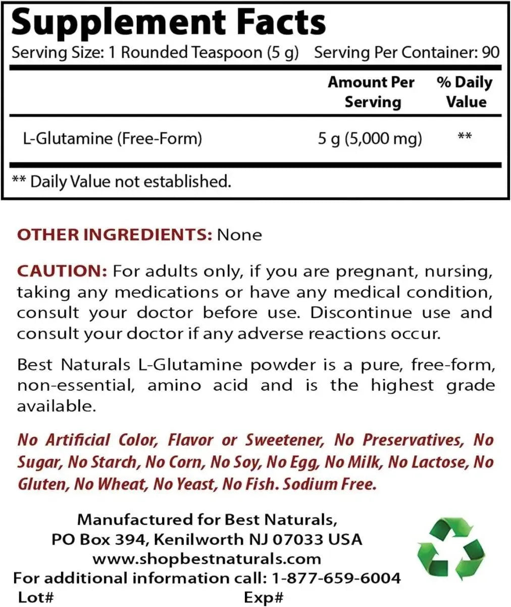 BEST NATURALS - Best Naturals L-Glutamine Powder 454Gr. - The Red Vitamin MX - Suplementos Alimenticios - {{ shop.shopifyCountryName }}
