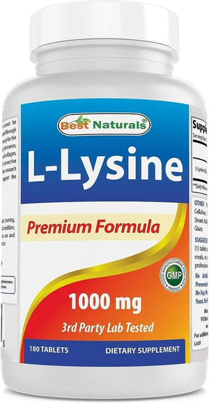 BEST NATURALS - Best Naturals L-Lysine 1000Mg. 180 Tabletas - The Red Vitamin MX - Suplementos Alimenticios - {{ shop.shopifyCountryName }}