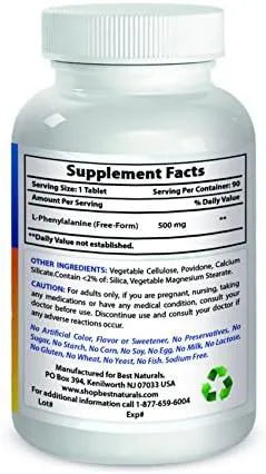 BEST NATURALS - Best Naturals L-Phenylalanine 500Mg. 90 Tabletas - The Red Vitamin MX - Suplementos Alimenticios - {{ shop.shopifyCountryName }}