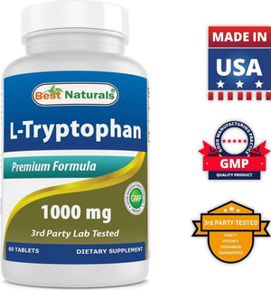 BEST NATURALS - Best Naturals L-Tryptophan 1000Mg. 60 Tabletas 3 Pack - The Red Vitamin MX - Suplementos Alimenticios - {{ shop.shopifyCountryName }}