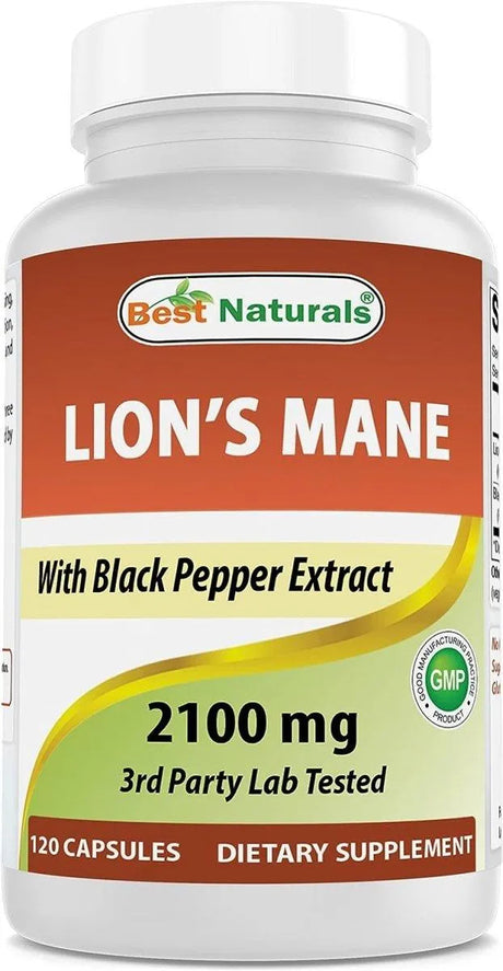 BEST NATURALS - Best Naturals Lions Mane Mushroom Supplement 2100Mg. 120 Capsulas - The Red Vitamin MX - Suplementos Alimenticios - {{ shop.shopifyCountryName }}