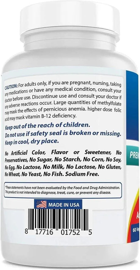 BEST NATURALS - Best Naturals Methyl Folate 7500mcg 60 Capsulas - The Red Vitamin MX - Suplementos Alimenticios - {{ shop.shopifyCountryName }}