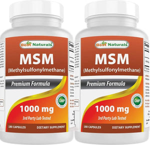 BEST NATURALS - Best Naturals MSM 1000Mg. 180 Capsulas 2 Pack - The Red Vitamin MX - Suplementos Alimenticios - {{ shop.shopifyCountryName }}