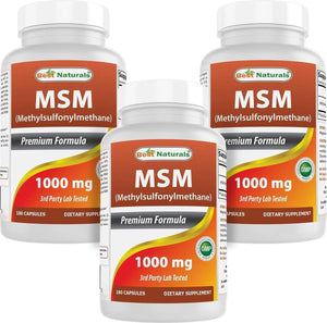 BEST NATURALS - Best Naturals MSM 1000Mg. 180 Capsulas 3 Pack - The Red Vitamin MX - Suplementos Alimenticios - {{ shop.shopifyCountryName }}