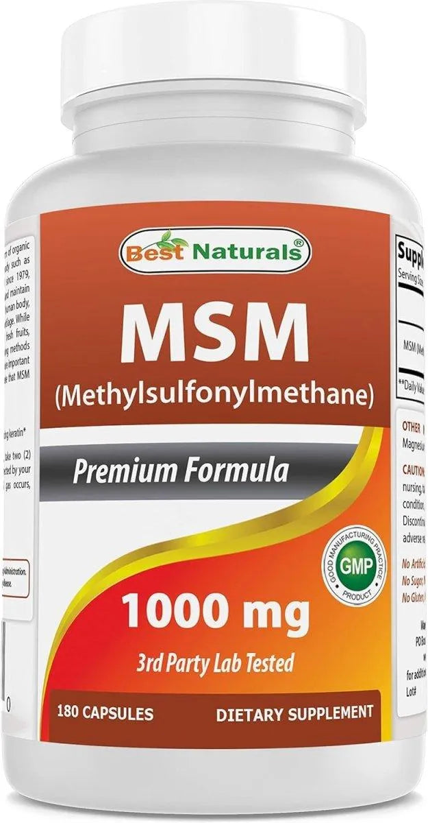 BEST NATURALS - Best Naturals MSM 1000Mg. 180 Capsulas - The Red Vitamin MX - Suplementos Alimenticios - {{ shop.shopifyCountryName }}