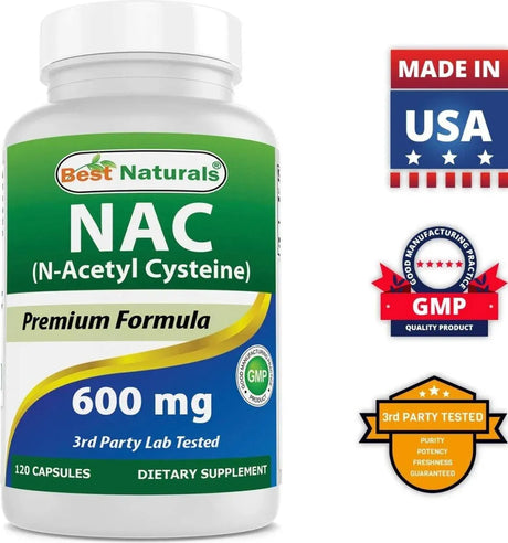 BEST NATURALS - Best Naturals NAC N Acetyl Cysteine 600Mg. 120 Capsulas - The Red Vitamin MX - Suplementos Alimenticios - {{ shop.shopifyCountryName }}