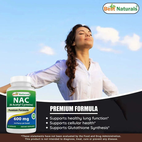 BEST NATURALS - Best Naturals NAC N Acetyl Cysteine 600Mg. 120 Capsulas - The Red Vitamin MX - Suplementos Alimenticios - {{ shop.shopifyCountryName }}