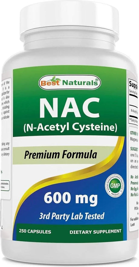 BEST NATURALS - Best Naturals NAC N-Acetyl-Cysteine 600Mg. 250 Capsulas - The Red Vitamin MX - Suplementos Alimenticios - {{ shop.shopifyCountryName }}