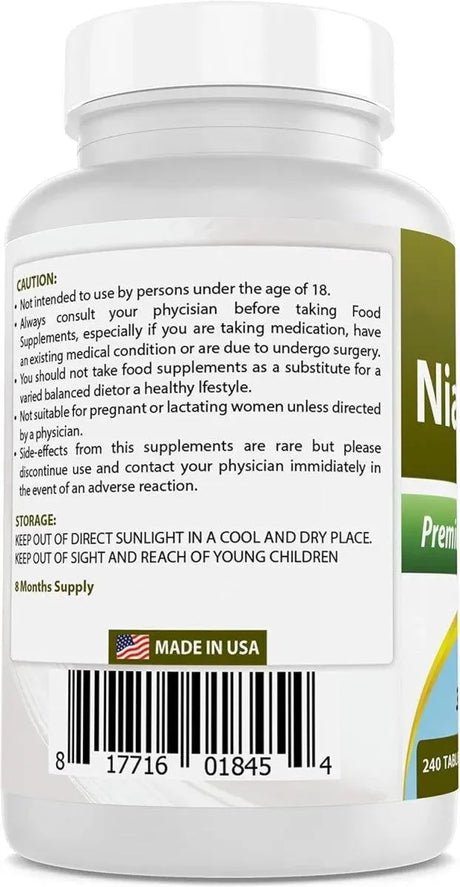 BEST NATURALS - Best Naturals Niacinamide 500Mg. 240 Tabletas - The Red Vitamin MX - Suplementos Alimenticios - {{ shop.shopifyCountryName }}