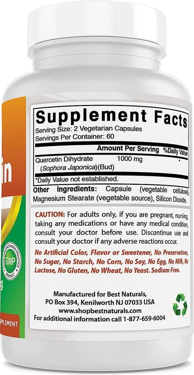 BEST NATURALS - Best Naturals Quercetin 1000Mg. 120 Capsulas - The Red Vitamin MX - Suplementos Alimenticios - {{ shop.shopifyCountryName }}