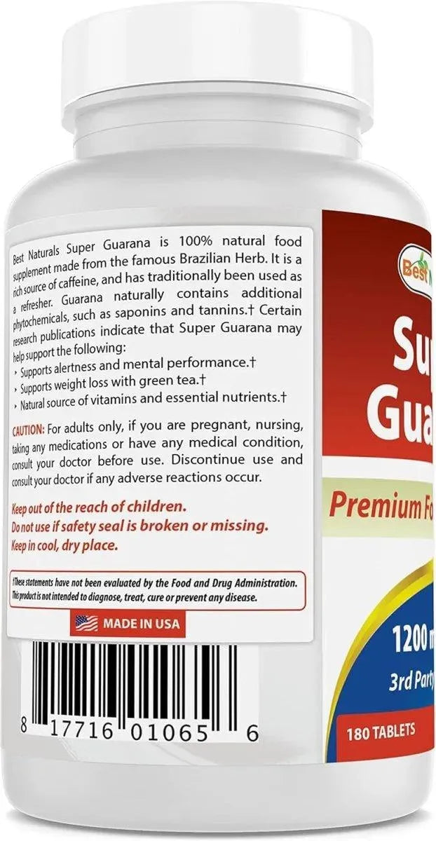 BEST NATURALS - Best Naturals Super Guarana 1200Mg. 180 Tabletas - The Red Vitamin MX - Suplementos Alimenticios - {{ shop.shopifyCountryName }}