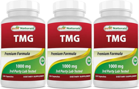 BEST NATURALS - Best Naturals TMG Trimethylglycine 1000Mg. 120 Capsulas 3 Pack - The Red Vitamin MX - Suplementos Alimenticios - {{ shop.shopifyCountryName }}