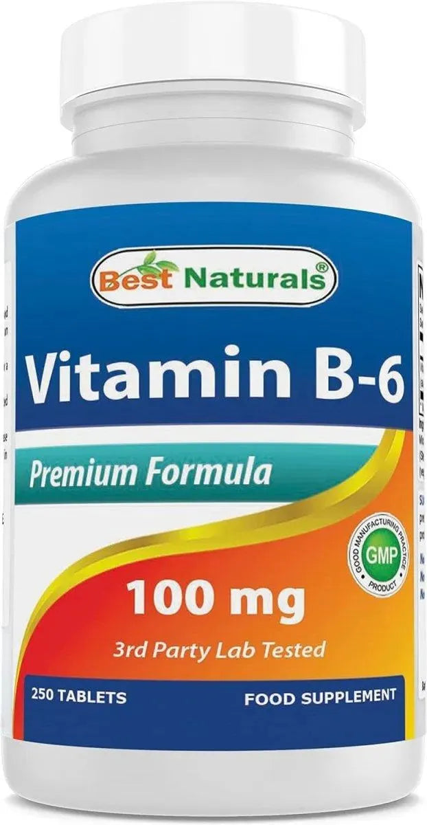 BEST NATURALS - Best Naturals Vitamin B6 100Mg. 250 Tabletas - The Red Vitamin MX - Suplementos Alimenticios - {{ shop.shopifyCountryName }}