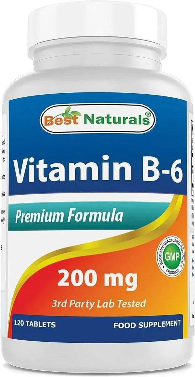 BEST NATURALS - Best Naturals Vitamin B6 200Mg. 120 Tabletas - The Red Vitamin MX - Suplementos Alimenticios - {{ shop.shopifyCountryName }}
