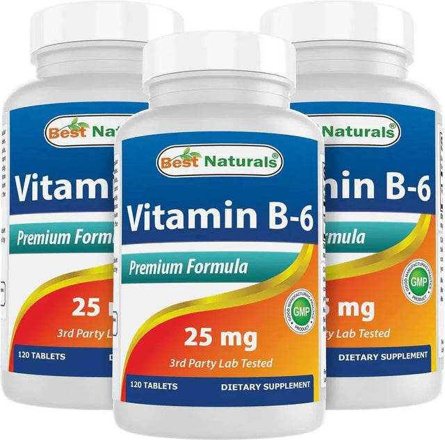 BEST NATURALS - Best Naturals Vitamin B6 25Mg. 120 Tabletas 3 Pack - The Red Vitamin MX - Suplementos Alimenticios - {{ shop.shopifyCountryName }}