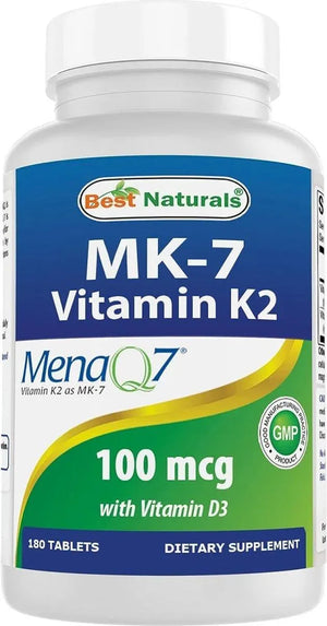 BEST NATURALS - Best Naturals Vitamin K2 (MK7) with D3 180 Tabletas - The Red Vitamin MX - Suplementos Alimenticios - {{ shop.shopifyCountryName }}