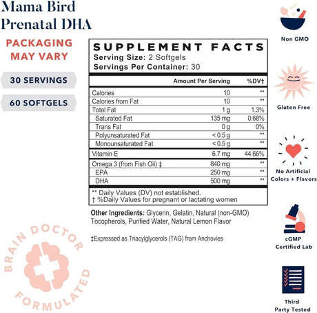 BEST NEST WELLNESS - Best Nest Wellness Mama Bird Prenatal DHA 60 Capsulas Blandas - The Red Vitamin MX - Suplementos Alimenticios - {{ shop.shopifyCountryName }}