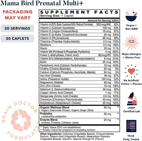 BEST NEST WELLNESS - Best Nest Wellness Mama Bird Prenatal Vitamins 30 Tabletas - The Red Vitamin MX - Suplementos Alimenticios - {{ shop.shopifyCountryName }}