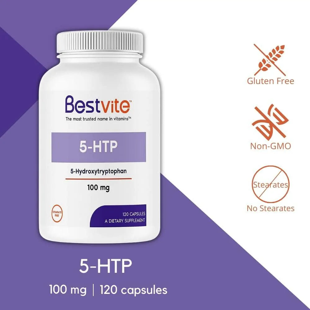 BESTVITE - BESTVITE 5-HTP 100Mg. 120 Capsulas - The Red Vitamin MX - Suplementos Alimenticios - {{ shop.shopifyCountryName }}