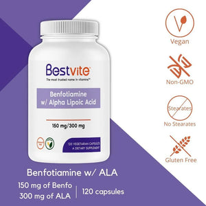 BESTVITE - BESTVITE Benfotiamine 150Mg. Alpha Lipoic Acid 300Mg. 120 Capsulas - The Red Vitamin MX - Suplementos Alimenticios - {{ shop.shopifyCountryName }}