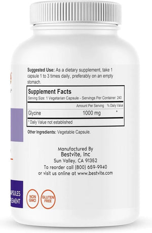 BESTVITE - BESTVITE Glycine 1000Mg. 240 Capsulas - The Red Vitamin MX - Suplementos Alimenticios - {{ shop.shopifyCountryName }}