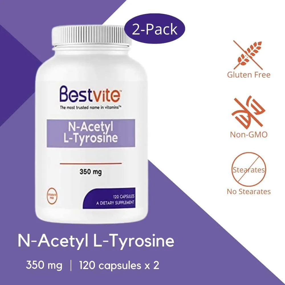 BESTVITE - BESTVITE N-Acetyl L-Tyrosine 350Mg. 120 Capsulas 2 Pack - The Red Vitamin MX - Suplementos Alimenticios - {{ shop.shopifyCountryName }}