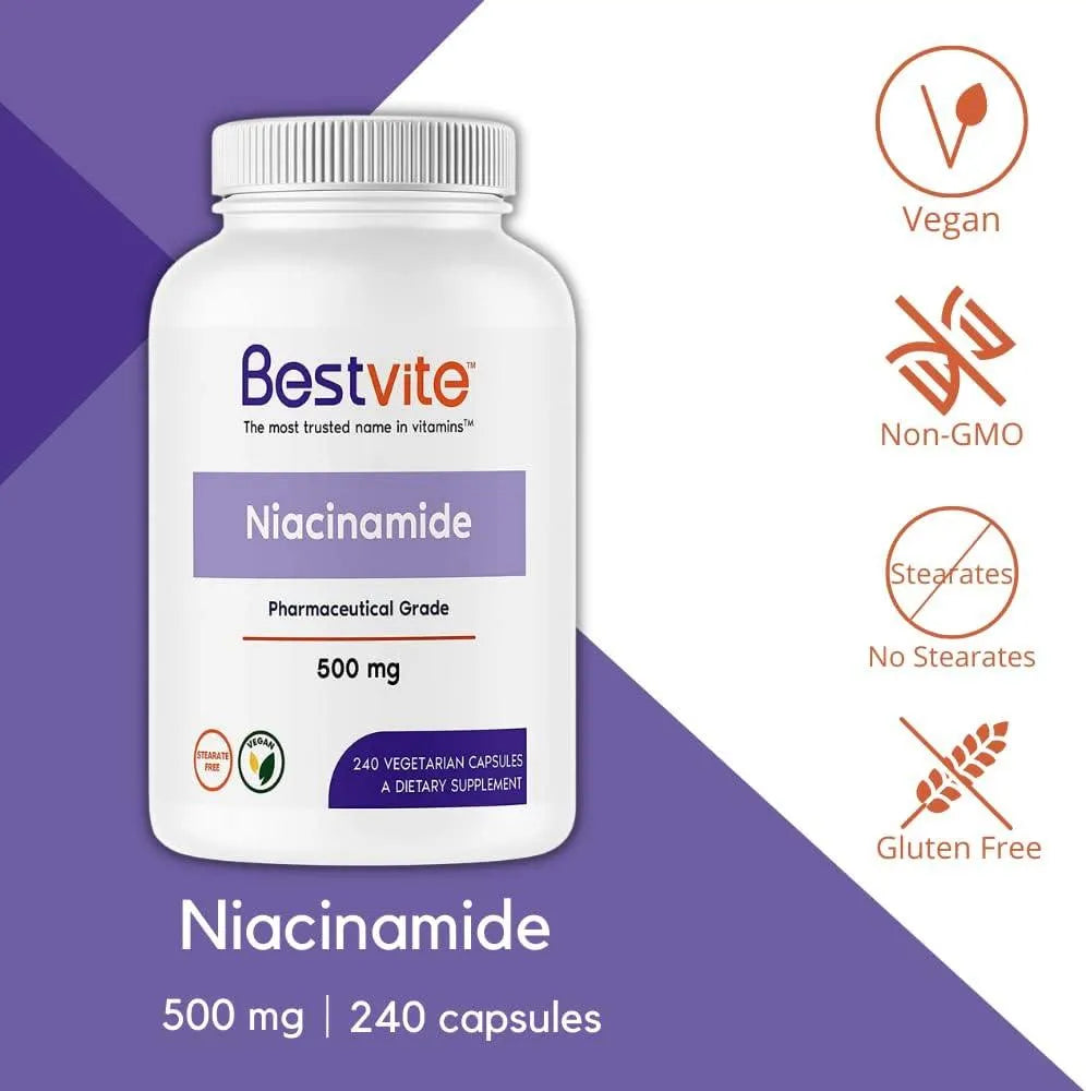 BESTVITE - BESTVITE Niacinamide 500Mg. 240 Capsulas - The Red Vitamin MX - Suplementos Alimenticios - {{ shop.shopifyCountryName }}