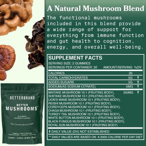 BETTERBRAND - Betterbrand BetterMushrooms Mushroom Gummies 60 Gomitas - The Red Vitamin MX - Suplementos Alimenticios - {{ shop.shopifyCountryName }}