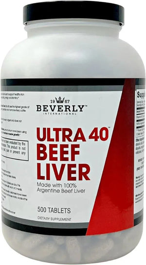 BEVERLY INTERNATIONAL - Beverly International Ultra 40 Grass Fed Desiccated Beef Liver 500 Tabletas - The Red Vitamin MX - Suplementos Alimenticios - {{ shop.shopifyCountryName }}