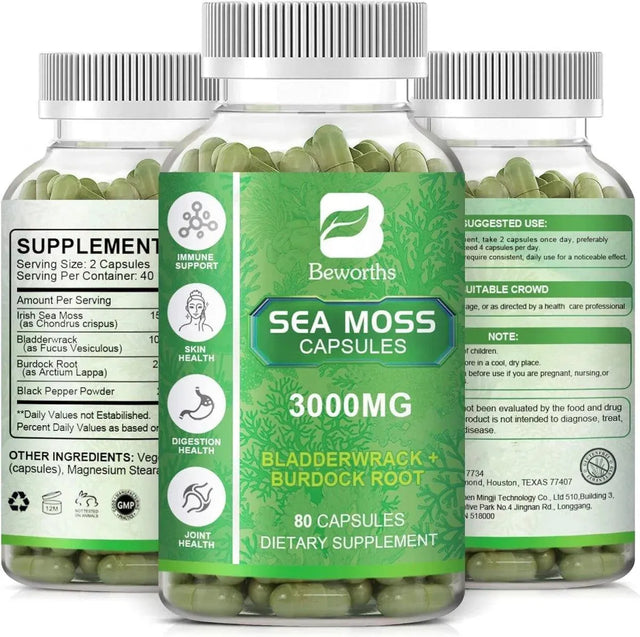 BEWORTHS - Beworths Sea Moss Capsules 3000Mg. 80 Capsulas - The Red Vitamin MX - Suplementos Alimenticios - {{ shop.shopifyCountryName }}