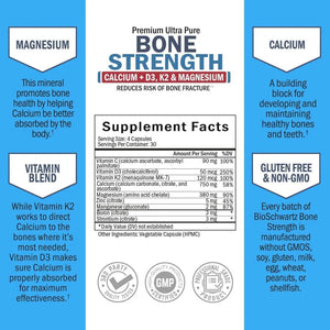 BIO SCHWARTZ - Bio Schwartz Bone Strength Calcium+D3+K2 & Magnesium 120 Capsulas - The Red Vitamin MX - Suplementos Alimenticios - {{ shop.shopifyCountryName }}