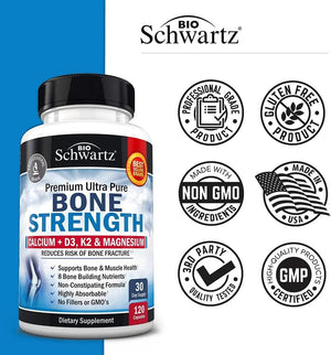 BIO SCHWARTZ - Bio Schwartz Bone Strength Calcium+D3+K2 & Magnesium 120 Capsulas - The Red Vitamin MX - Suplementos Alimenticios - {{ shop.shopifyCountryName }}