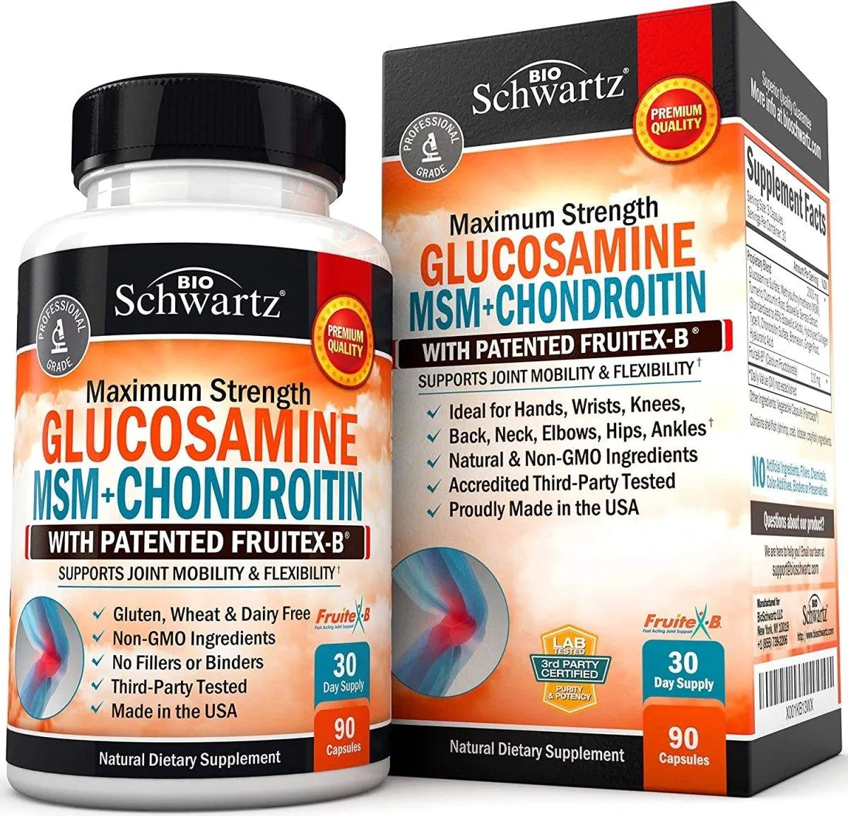 BIO SCHWARTZ - Bio Schwartz Maximum Strength Glucosamine MSM+Chondroitin 90 Capsulas - The Red Vitamin MX - Suplementos Alimenticios - {{ shop.shopifyCountryName }}