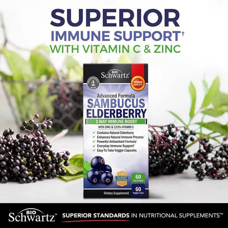 BIO SCHWARTZ - Bio Schwartz Sambucus Elderberry 60 Capsulas - The Red Vitamin MX - Suplementos Alimenticios - {{ shop.shopifyCountryName }}