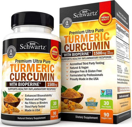 BIO SCHWARTZ - Bio Schwartz Turmeric Curcumin with BioPerine 1500Mg. 90 Capsulas - The Red Vitamin MX - Suplementos Alimenticios - {{ shop.shopifyCountryName }}