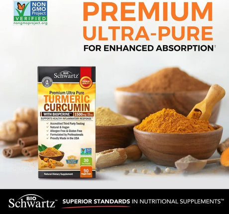 BIO SCHWARTZ - Bio Schwartz Turmeric Curcumin with BioPerine 1500Mg. 90 Capsulas - The Red Vitamin MX - Suplementos Alimenticios - {{ shop.shopifyCountryName }}