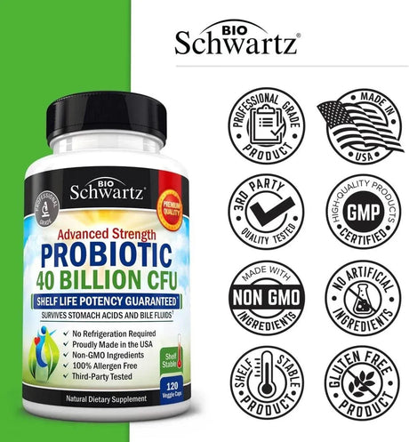 BIO SCHWARTZ - BioSchwartz Daily Probiotic 40 Billion CFU 120 Capsulas - The Red Vitamin MX - Suplementos Alimenticios - {{ shop.shopifyCountryName }}