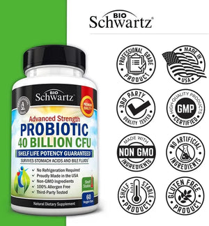 BIO SCHWARTZ - BioSchwartz Daily Probiotic 40 Billion CFU 60 Capsulas - The Red Vitamin MX - Suplementos Alimenticios - {{ shop.shopifyCountryName }}