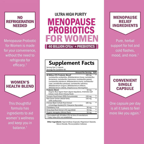 BIO SCHWARTZ - BioSchwartz Menopause Support Probiotics for Women 60 Capsulas - The Red Vitamin MX - Suplementos Alimenticios - {{ shop.shopifyCountryName }}