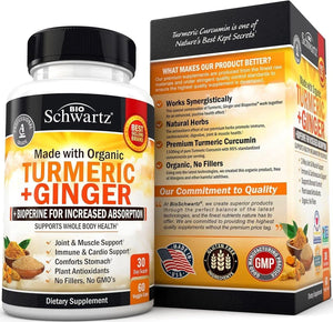 BIO SCHWARTZ - BioSchwartz Organic Turmeric Curcumin and Ginger 60 Capsulas - The Red Vitamin MX - Suplementos Alimenticios - {{ shop.shopifyCountryName }}