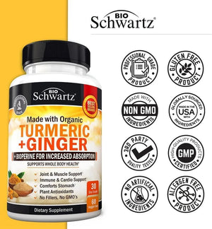 BIO SCHWARTZ - BioSchwartz Organic Turmeric Curcumin and Ginger 60 Capsulas - The Red Vitamin MX - Suplementos Alimenticios - {{ shop.shopifyCountryName }}