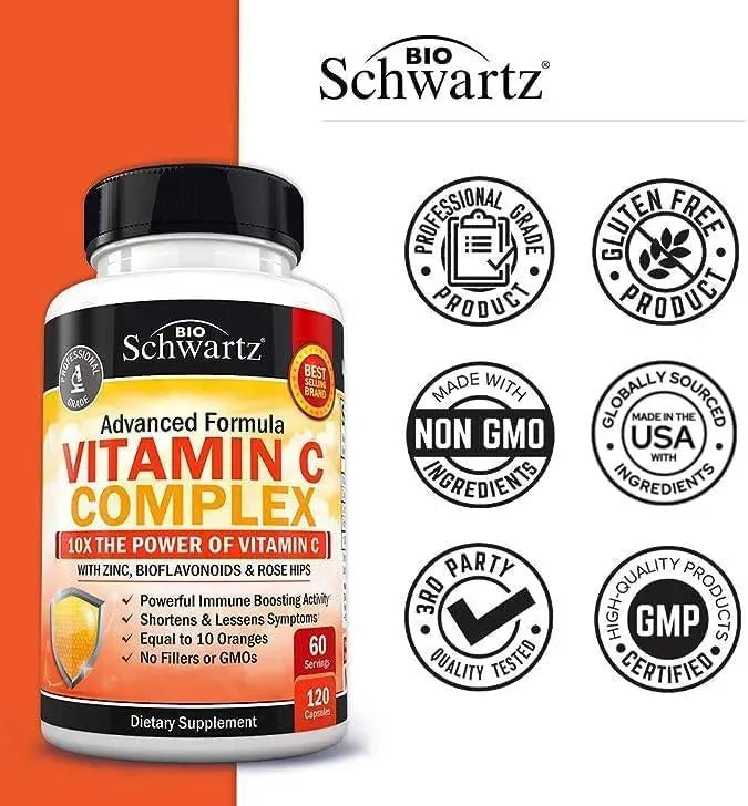 BIO SCHWARTZ - BioSchwartz Vitamin C Complex 120 Capsulas - The Red Vitamin MX - Suplementos Alimenticios - {{ shop.shopifyCountryName }}