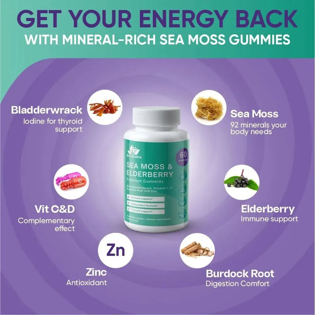 BIO VITALICA - Bio Vitalica Sea Moss Gummies Elderberry 60 Gomitas - The Red Vitamin MX - Suplementos Alimenticios - {{ shop.shopifyCountryName }}