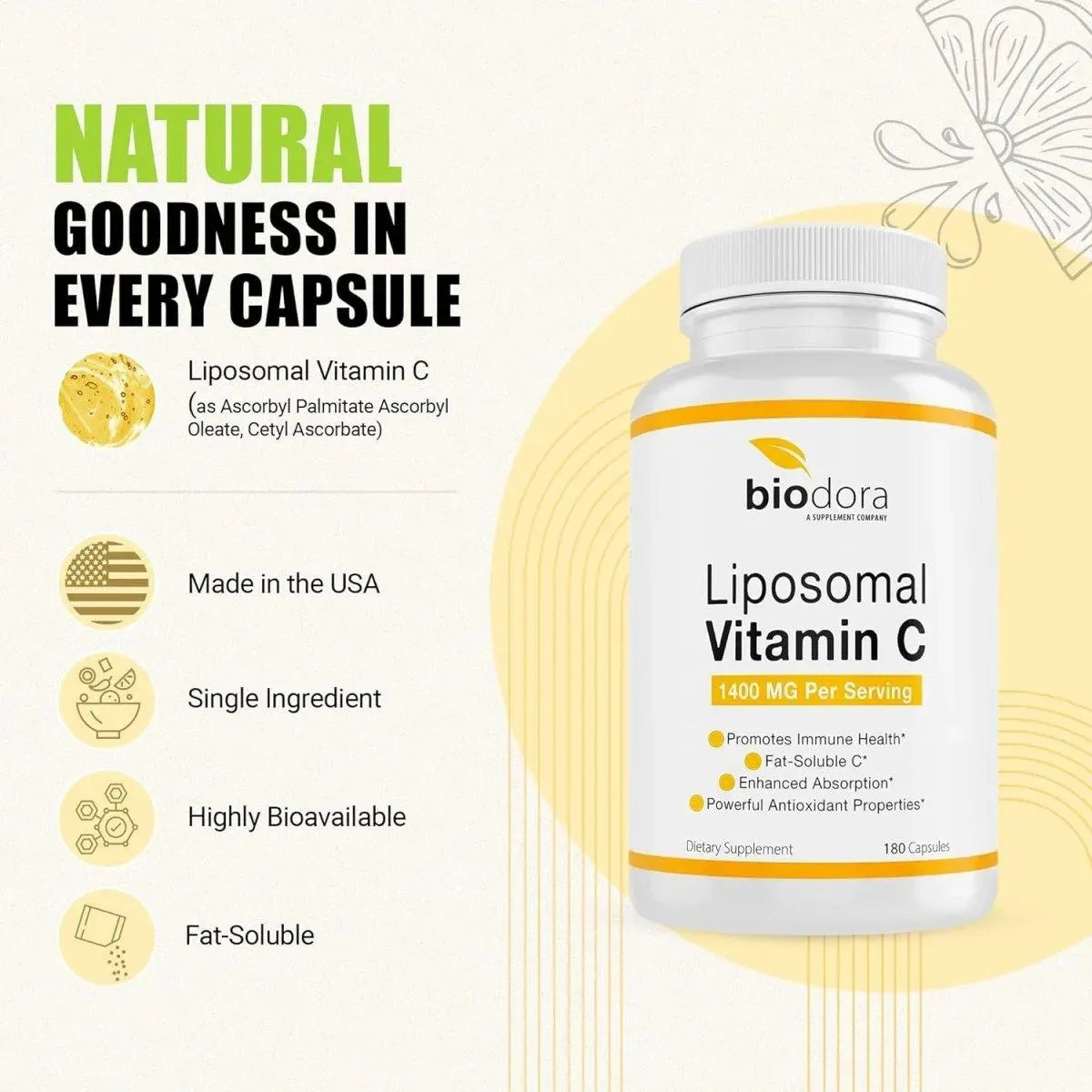 BIODORA - Biodora Liposomal Vitamin C 1400Mg. 180 Capsulas - The Red Vitamin MX - Suplementos Alimenticios - {{ shop.shopifyCountryName }}