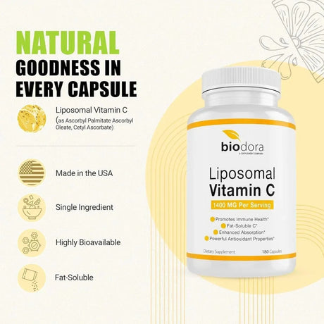 BIODORA - Biodora Liposomal Vitamin C 1400Mg. 180 Capsulas - The Red Vitamin MX - Suplementos Alimenticios - {{ shop.shopifyCountryName }}