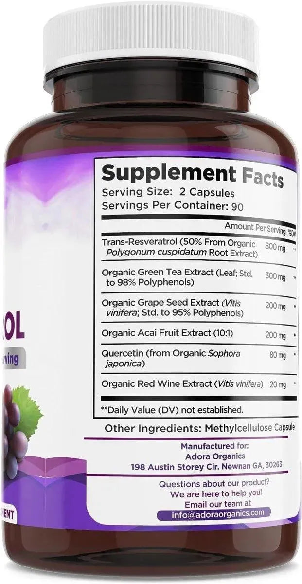 BIODORA ORGANICS - Biodora Organics Resveratrol 1600Mg. 180 Capsulas - The Red Vitamin MX - Suplementos Alimenticios - {{ shop.shopifyCountryName }}