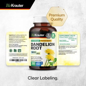 BIOKRAUTER - Bio Krauter Dandelion Root 1800Mg. 100 Capsulas - The Red Vitamin MX - Suplementos Alimenticios - {{ shop.shopifyCountryName }}