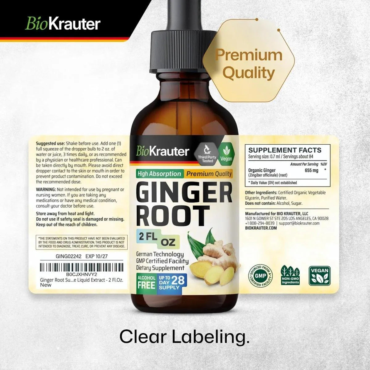 BIOKRAUTER - Bio Krauter Ginger Root Tincture 2 Fl.Oz. - The Red Vitamin MX - Suplementos Alimenticios - {{ shop.shopifyCountryName }}